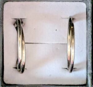 Vintage Two Tone Braided Huggie Hoop Earrings